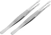 INOOMP 2pcs Precision Stainless Steel Tweezers for Stamp Collecting Long Non Slip Design Portable and Lightweight for Bead Jewelry Making High Elasticity for Accurate Handling