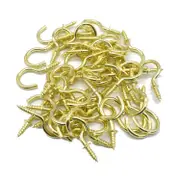 Brass Plated Ceiling Hooks 50PCS Cups Screw Hooks 7/8 Inches