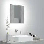 LED Bathroom Mirror Cabinet, Concrete Grey, 40x12x45 cm, Modern Vanity Storage, Wall Mount, RGB Light, Acrylic