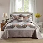 Quilt Set - 3 Piece Microfiber Reversible Bedspreads Patchwork Coverlets Flor...