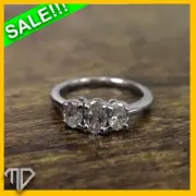 1.00CTTW 3 Stone Oval Shape Lab Grown Diamond Ring In 14K White Gold ON SALE!