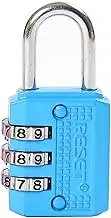 RESET-071 3 Digit Small Combination Lock Tiny Padlock for Mini Locker, Travel Padock, Diary, Box,Luggage, Suitcase, Backpack, Blue