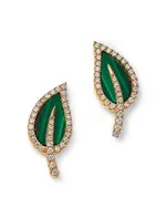 Bloomingdale's Fine Collection Malachite & Diamond Leaf Stud Earrings in 14K Yellow Gold
