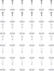 [SCERRING] 16G Lip Rings 2mm CZ Internally Threaded Labret Monroe Lip Ring Tragus Rook Helix Earring Stud Piercing Jewelry Retainer Clear Acrylic Bioflex Bar Length 6-10mm 12-36PCS