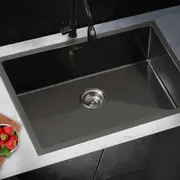 Welba Kitchen Sink 70X45CM Stainless Steel Basin Single Black