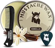 Mustache Wax & Comb Kit - 2 Oz, Medium/Strong Hold, Vanilla Scent, 1 Pocket Comb - Mustache Grooming Kit for Men - Moisturize, Tame & Style - Non-Greasy, with Beeswax