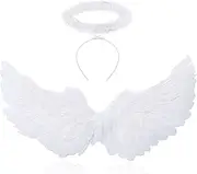 YeahBoom Angel Wings White, Angel Costume Women's with Halo, Angel Wings, Costume Angel, White Wings Girls, Angel Wings Decoration, Feather Wings Angel, Angel Wings Costume
