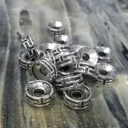 Tibetan Style Antique Silver Bead, Flat Round, 7.5x3mm, 50pce, Free Post OZ SELL