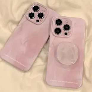 粉色大理石紋支架適用蘋果iPhone14ProMax手機殼13pro保護套12mini個性XR創意11p全包XSMax防摔女7p硅膠8Plus