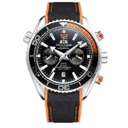 PAULAREIS OM05 Men's Watch Canvas Rubber Band Fully Automatic Mechanical Watch With Calendar Week Day Orange Black