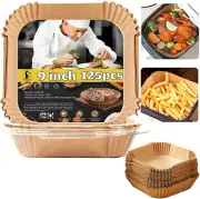 Air Fryer Disposable Paper Liner Square 9 Inch, 125 Pcs Large Square Air Fryer P