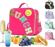Insulated Lunch Bag Preppy Lunch Box with Adjustable Shoulder Strap, Waterproof Nylon Lunch Bags for Girls,Women Ideal for School Work Picnic