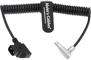 Alvin's Cables 2 Pin Male Right Angle to for Anton Bauer D TAP Coiled Power Cable for Teradek ARRI