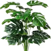 Artificial Palm Plants Leaves Faux Turtle Leaf Fake Monstera Tropical Large Palm Tree Leaves Outdoor UV Imitation Leaf Artificial Plants