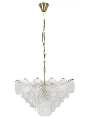 Adele 8 Light Pendant or Close-To-Ceiling Fitting in Antique Brass with Clear Glass