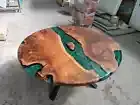Green Epoxy Resin Table Top, Black Epoxy Center Table, Epoxy Resin River Table