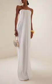 [Carolina Herrera] Draped Crepe Strapless Gown