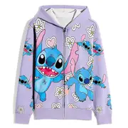 Stitch 3d Printed Full Zip Hoodie Jacket Kids Girls Boys Casual Loose Hooded Sweatshirt Outerwear Tops 9-10 Years