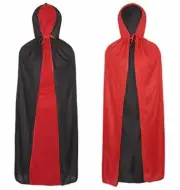 REVERSIBLE HALLOWEEN CAPE VAMPIRE DRACULA CAPE BLACK AND RED FANCY DRESS HALLOWE