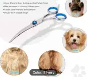 7" Dog / Animal / Pet Grooming Curved Safety Scissors Curved Blunt Nose Silvery