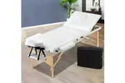 Zenses Massage Table 70cm Portable 3 Fold Wooden Beauty Bed White
