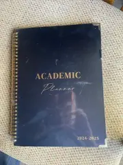 Daily Planner 2024-2025 Full Page per Day with Leather Hardcover-Academic black