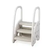 Costway 3-Step Stool kidren Learning Toilet Potty Training Helper Kid Standing Tower Kitchen Bathroom Grey