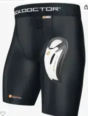 Shock Doctor Compression Shorts With Protective Bio-Flex Cup, NEW Mens Medium