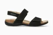 Mephisto Women's Agave Black Bucksoft 6900 Hook and Loop Ankle Strap Sandals