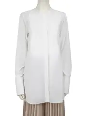 White Collarless Button Up Shirt