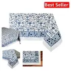 Elegant 100% Cotton Tablecloth - Machine Washable Floral Rectangle Design 72x108