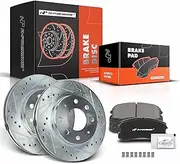 A-Premium 10.07 inch (256mm) Front Drilled and Slotted Disc Brake Rotors + Ceramic Pads Kit Compatible with Select Mitsubishi Models - Lancer 2002-2007, 6-PC Set