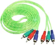 Ruilogod Clear Green Triple 3 Male RCA Composite Audio Video DVD TV AV Cable 3Meters