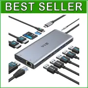 Compact USB C Hub with 100W Power and Dual Monitor Support for Professionals