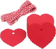 Red Gift Tags with String, 100PCS Heart Gift Tags, 2.35 X 2.16 in Blank Paper Ha