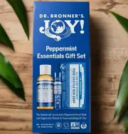 Dr. Bronner’s Peppermint Gift Set Liquid Soap, Bar Soap & Lip Balm Organic Vegan