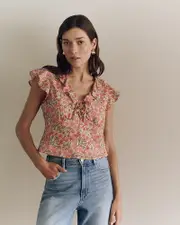 Paige Farrow Printed Ruffled Top