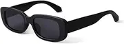 [BUTABY] Rectangle Sunglasses for Women Retro Driving Glasses 90’s Vintage Fashion Narrow Square Frame UV400 Protection, Black Frame Grey Lens, 1 Pack