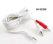 12ft. Economy-Series 3.5mm (1/8") Stereo Male to 2 RCA Male Audio Cable, White