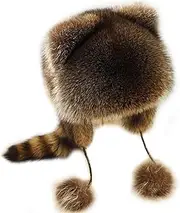 [MioCloth] Cute Raccoon Animal Ear Costume Kids Adult Faux Fur Hat Christmas Cold Weather Warm Plush Fluffy Hat
