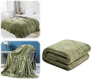 Fleece Bed Blankets - Soft Lightweight Plush Fuzzy Cozy Blanket Microfiber Blanket-Sherpa Fleece Blanket, Warm and Soft Blanket for Bed, Sofa and Travel (Army Green, 100x120cm)