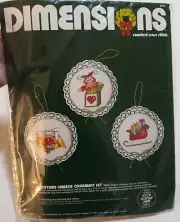 VTG. DIMENSIONS CROSS STITCH KIT CAMEOS CHRISTMAS ORNAMENTS NEW IN PACKAGE USA