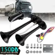 150DB Single Trumpet Air Horn Compressor Kit For Van Train Car Truck Boat 12V/24
