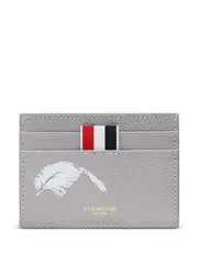 [Thom Browne] Feather Print Pebble Grain Single Card Holder Men