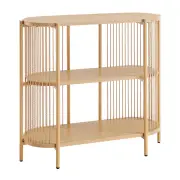 Design Square Connell Modern 3-Tier Low Bookcase Display Shelves Organiser Oak
