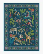 275' x 365' | Machine Washable Runner Rug | Kid & Pet Friendly | Indoor Rug | Iris Apfel Jingle Jungle Royal Blue Rug | Ruggable