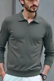 Merino Wool Shirts Australia – Open Collar Knit Polo, 100% Australian Merino, Lightweight & Breathable., Charcoal / 2XL
