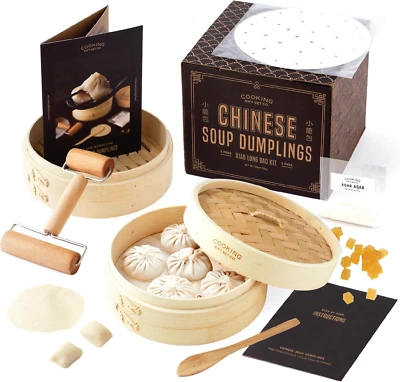 Cooking Gift Set Co. Bamboo Steamer Basket Original Soup Dumpling Kit with Agar