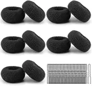 10 Pcs Hair Bun Maker Large Hair Donuts for Buns, Ballet Bun Kit with 50pcs U Shaped Hair Pins for Women Girls Short & Thin Hair (Black, Large)