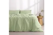 Dreamaker Superfine Washed Microfibre Quilt Cover Set Sage Green (Single, King Single, Double, Queen, King, Super King)
